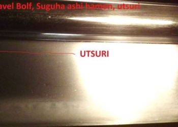 Čepel katana, hamon suguha s ashi a utsuri