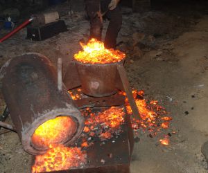 Tavba tamahagane v březnu 2022 v Pálovicích u Pavla Bolfa