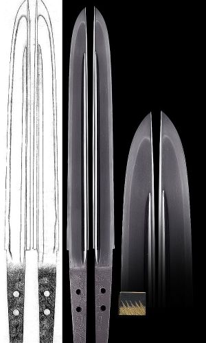 Tanto hira zukuri s kalením typu suguha. Mu sori, čepel má rovný hřbet.