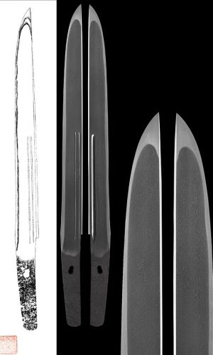 Tanto z období Kamakura, signované Rai Kunimitsu, kalení suguha, nagasa 27,2 cm, cena 57 291 USD.