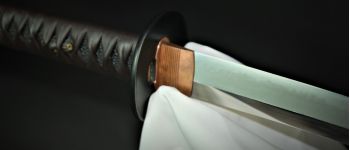 Pavel Bolf - katana v uchigatana koshirae, tsuba, habaki