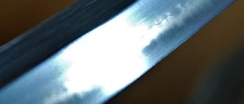 Pavel Bolf - Katana v základní nezdobené soupravě v Tenshó stylu, detail čepele