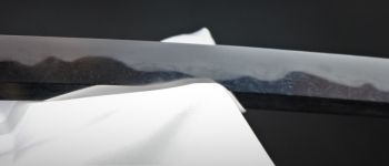 Pavel Bolf - O-wakizashi, Tensho koshirae, reprodukce Soshu stylu, detail čepele